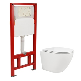 Сет AQUA NERO инсталляция+унитаз SKY безободковый, с быстросъемным сиденьем микролифт, без клавиши