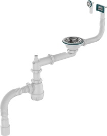 Aquant Сифон для мойки 3 1/2х40 со смещением, мет.реш, прям/круг перел, гт 40х40/50