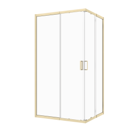 Душевое ограждениe 100*100*195 матовое золото,6мм прозрач.стекло,профиль алюм.телескоп. (1 место)