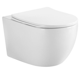 AN-035F Унитаз подвесной безободковый, Торнадо, 520*360*310 мм,с сиденьем микролифт дюропласт, белый