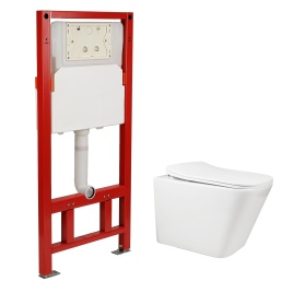 Сет AQUA NERO инсталляция+унитаз IRON безободковый, с быстросъемным сиденьем микролифт, без клавиши