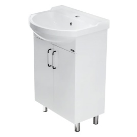 Комплект SANITA Рондо 56 напольная тумба с раковиной Рондо 56, покрытие пленка ПВХ, белый глянец