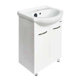 Комплект SANITA Вега напольная тумба 515х300х820 с раковиной Вега 55, покрытие пленка ПВХ, белый гля