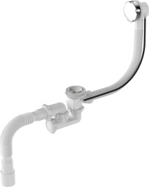Aquant Сифон для ванны регулир. 1 1/2"х40 с выпуск. и перелив. с г.т.40х40/50 полуавтомат