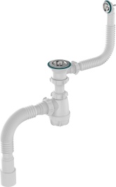 Aquant Сифон для умывальника 1 1/4"х40 с кругл. перел, с мет.реш. 63мм, с г.т. 40х40/50