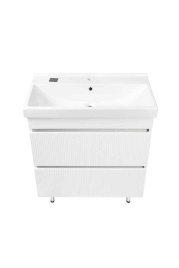 Комплект Акцент 80 напольная тумба 2 ящика с раковиной Фест 80 белый глянец