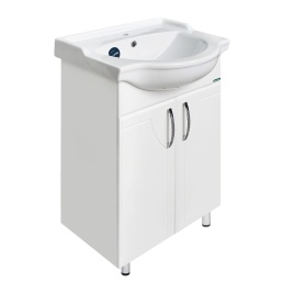 Комплект SANITA Идеал напольная тумба 520х330х820 с раковиной Реал 56, покрытие пленка ПВХ, белый гл