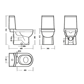 Унитаз-компакт Sanita Luxe Некст Слим 343х650х770 напольный, в комплекте с быстросъемным сиденьем ми