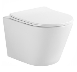 AN-032F Унитаз подвесной безободковый,Торнадо, 490*360*310 мм,с сиденьем микролифт дюропласт, белый