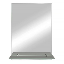 Зеркало AQUA NERO 600х800 прямоугольник с полкой и фацетом, подвесное