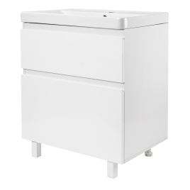 Комплект AQUA NERO Сандра 60-2 напольная тумба с раковиной ASTI-60, покрытие эмаль, белый глянцевый