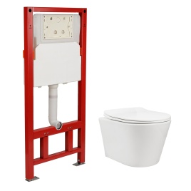 Сет AQUA NERO инсталляция+унитаз ATRIA безободковый, слив "Торнадо", с быстросъемным сиденьем микрол