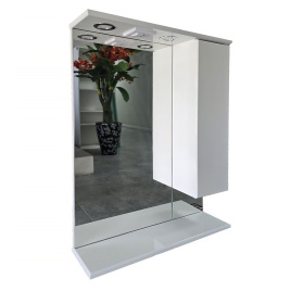 Зеркало-шкаф AQUA NERO Сабина 60 600х170х870 правосторонний, светильники, розетка, белый глянцевый