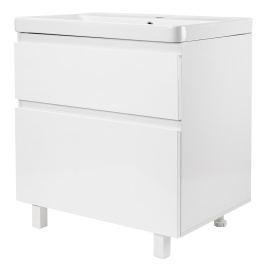 Комплект AQUA NERO Сандра 70-2 напольная тумба с раковиной ASTI-70, покрытие эмаль, белый глянцевый