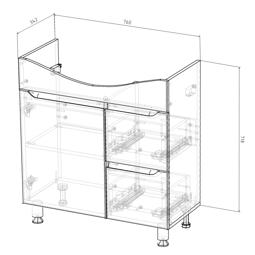 Комплект AQUA NERO Келли 80Н 800х450х870 напольная тумба с раковиной Edra Classic 80, покрытие эмаль фото 10
