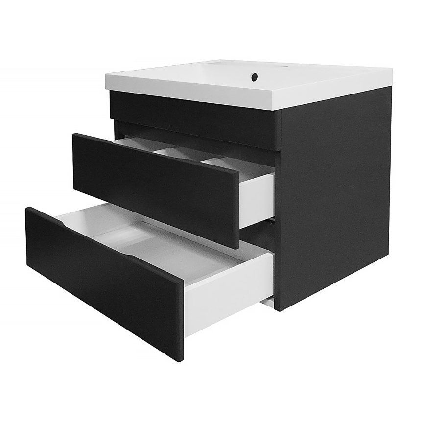 Комплект AQUA NERO Эстелла 60/2 подвесная тумба с раковиной Астория-60, покрытие эмаль, графит фото 2