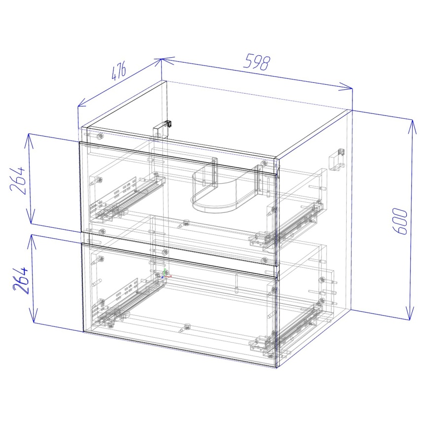 Комплект AQUA NERO Сандра 60-2 подвесная тумба с раковиной АСТИ-60, покрытие эмаль, белый глянцевый фото 6