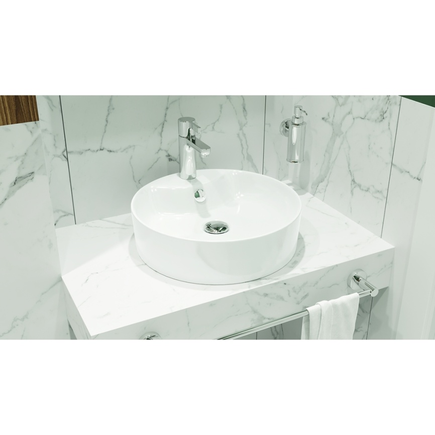 Раковина накладная SANITA LUXE Best 43 Shelf санфарфор, белый фото 4