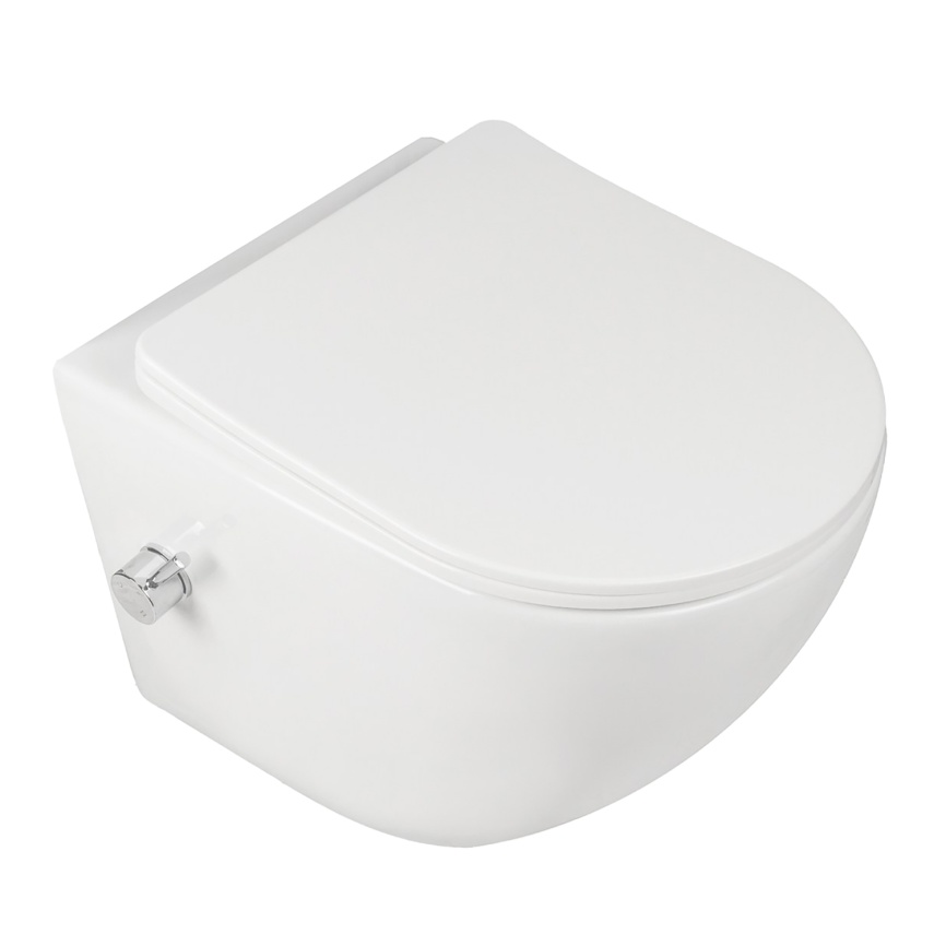 Унитаз подвесной AQUA NERO ARIES 365х490х363 c функцией биде, безободковый, с быстросъемным сиденьем фото 1