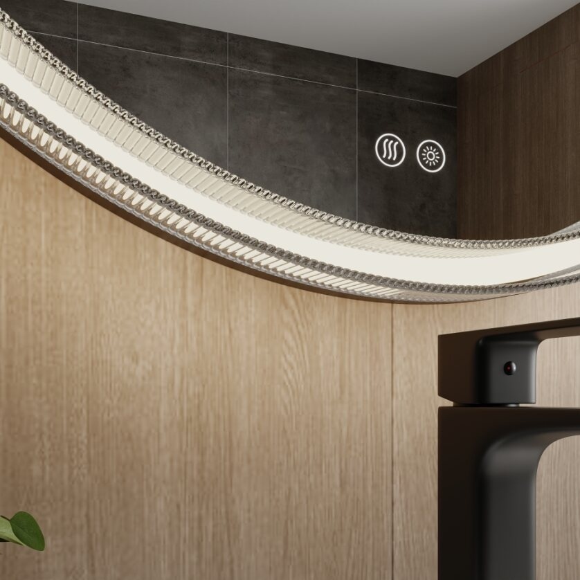 AQUA NERO Зеркало d800(круглое)сенсорный выключ.,подогрев,подсветка (теплая,нейтральная,холодная) фото 6