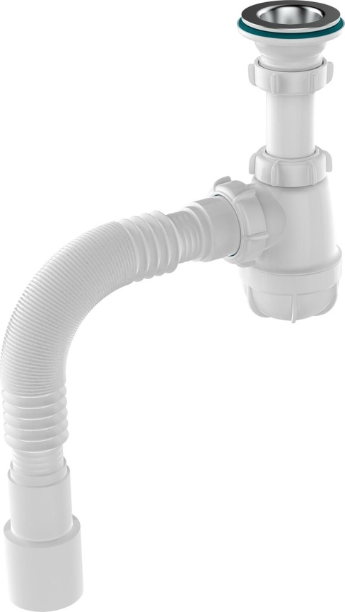 Aquant Сифон для умывальника 1 1/4"х40 с мет.реш. с г.т. 40х40/50 фото 1