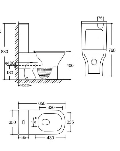 AN-023L Унитаз-компакт безободковый Торнадо,665*350*830мм,с сиденьем микролифт дюропласт фото 4