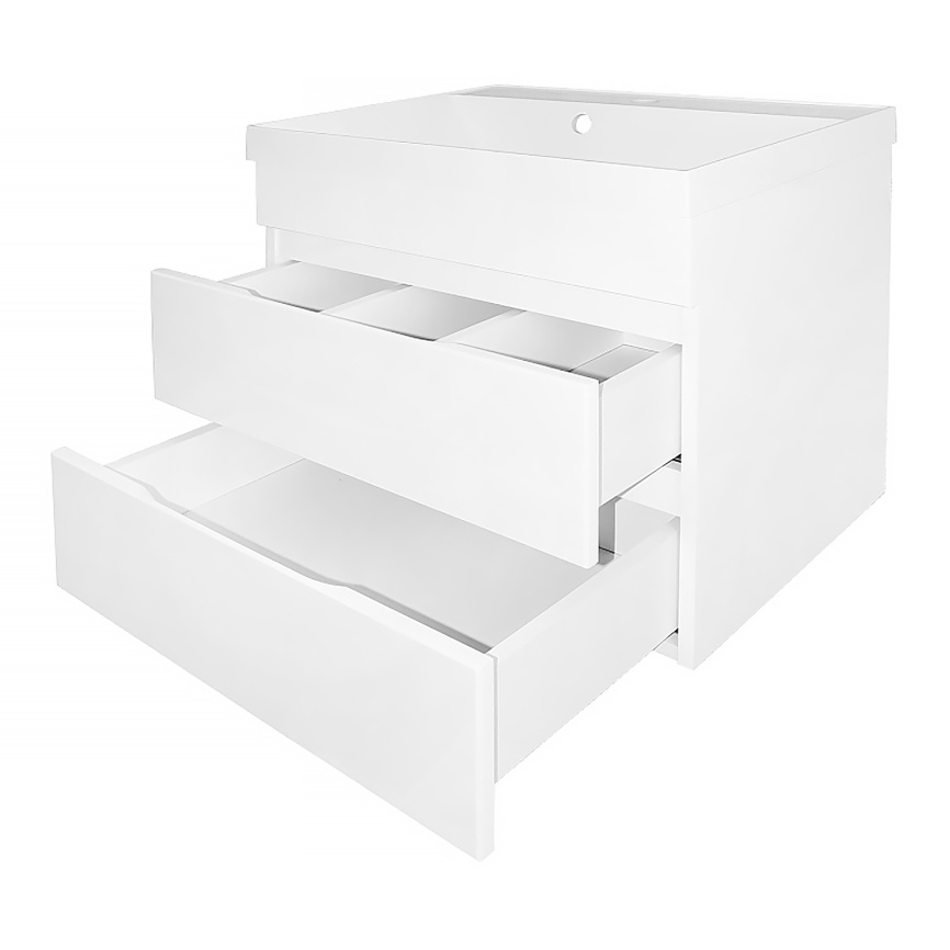 Комплект AQUA NERO Эстелла 60/2 подвесная тумба с раковиной Астория-60, покрытие эмаль, белый глянце фото 5