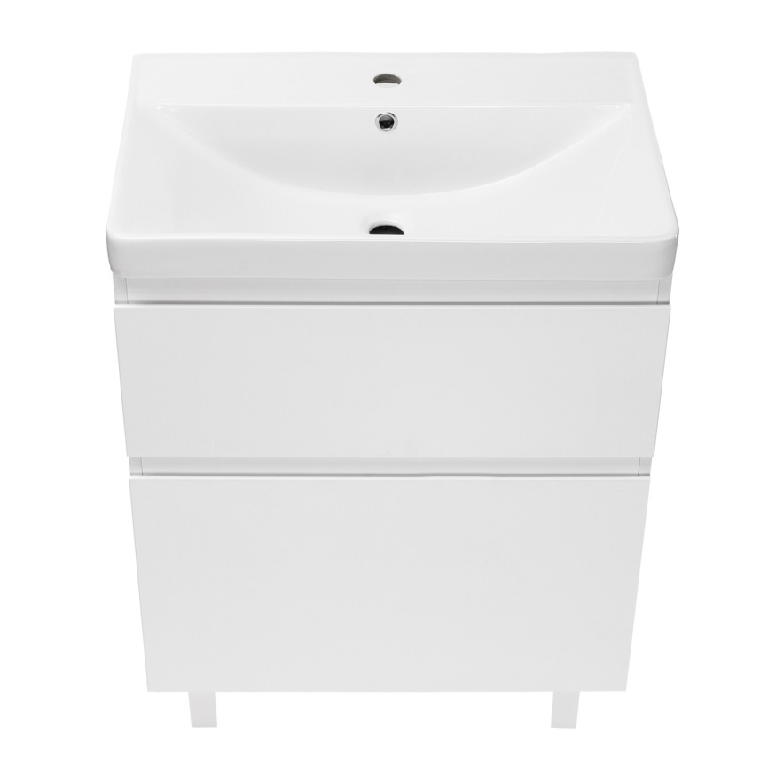 Комплект AQUA NERO Сандра 60-2 напольная тумба с раковиной АСТИ-60, покрытие эмаль, белый глянцевый фото 4
