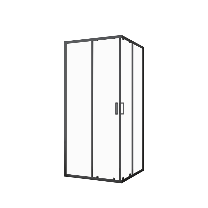 Душевое ограждениe 90*90*195(88*88*195) черный,6мм прозрач.стекло,профиль алюм.телескоп. (1 место) фото 1