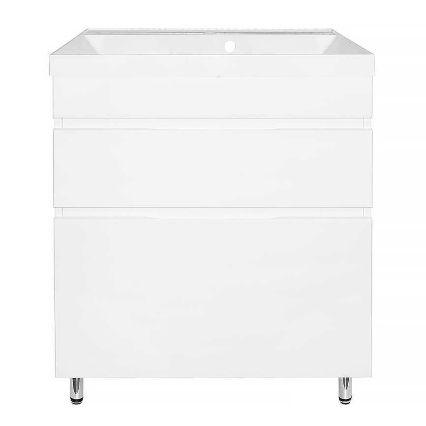 Комплект AQUA NERO Эстелла 70-2Н напольная тумба с раковиной Астория-70, покрытие эмаль, белый глянц фото 2