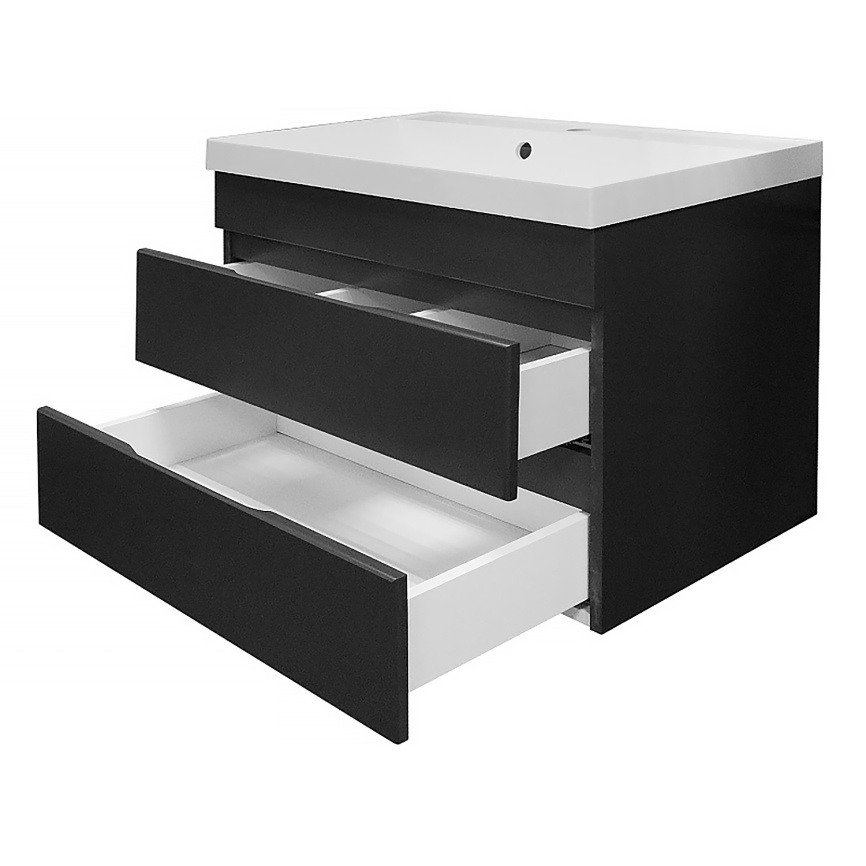 Комплект AQUA NERO Эстелла 70/2 подвесная тумба с раковиной Астория-70, покрытие эмаль, графит фото 5