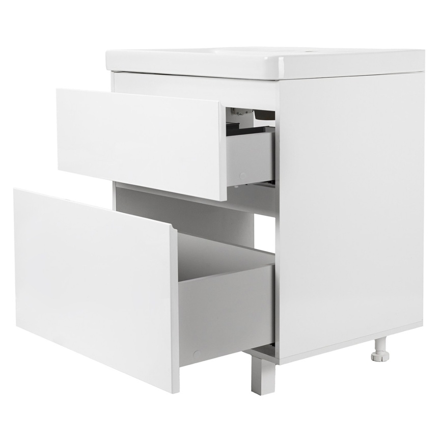 Комплект AQUA NERO Сандра 70-2 напольная тумба с раковиной АСТИ-70, покрытие эмаль, белый глянцевый фото 2