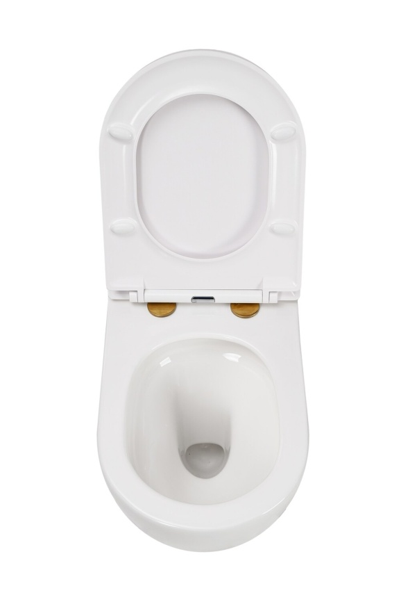 AN-018S Унитаз подвесной безободковый,торнадо, 520*365*365 мм,с сиденьем микролифт дюропласт, золото фото 4