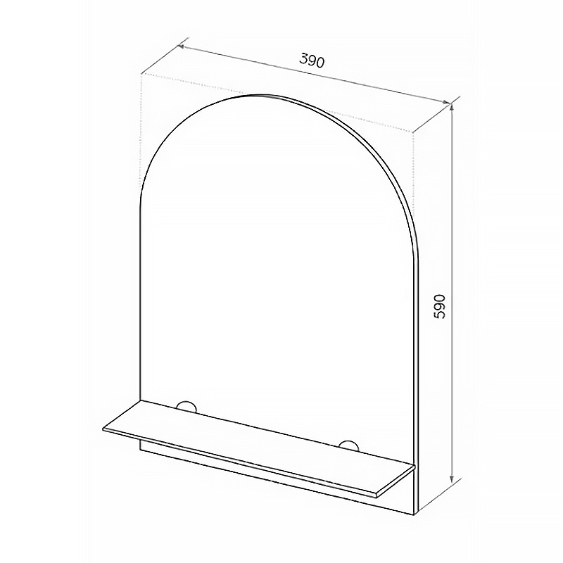 Зеркало AQUA NERO Арка 390х590 подвесное, с полкой фото 4