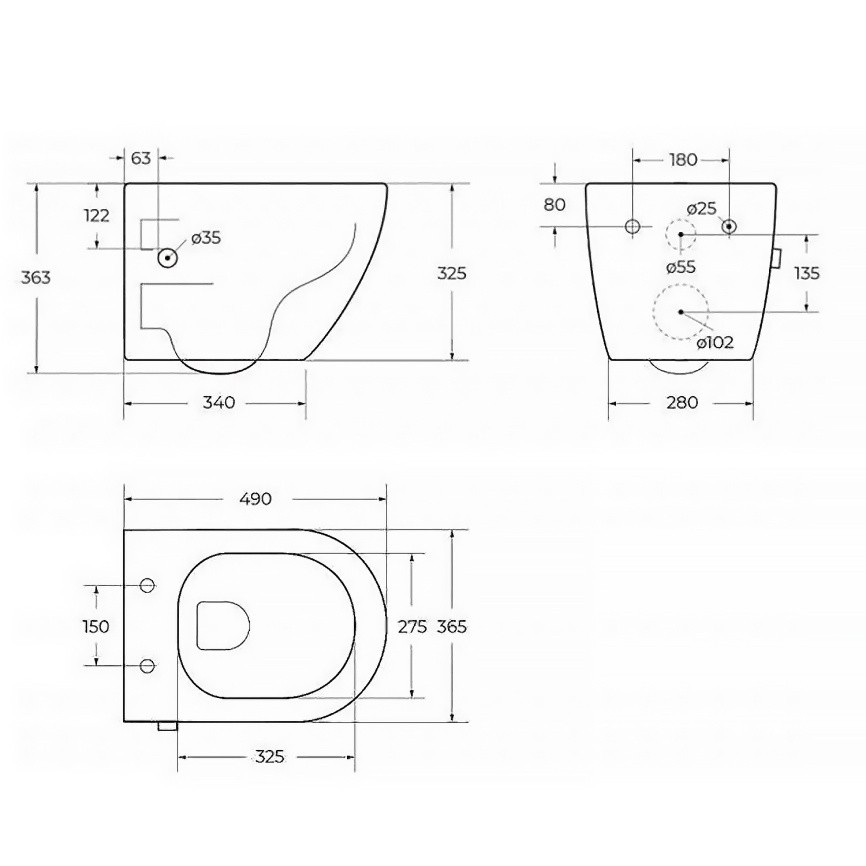 Унитаз подвесной AQUA NERO ARIES 365х490х363 c функцией биде, безободковый, с быстросъемным сиденьем фото 16