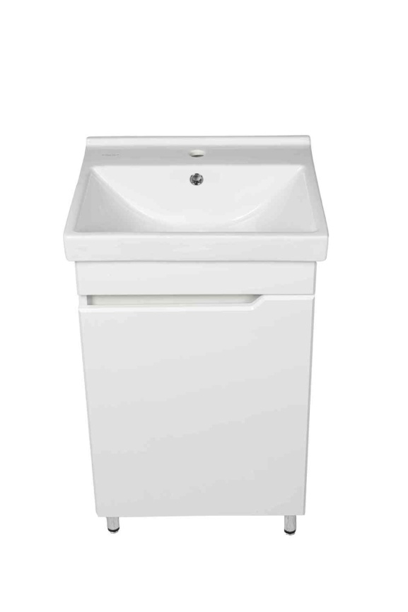 Комплект Рондо 50 напольная тумба 1 дверца с раковиной Фест 50 белый глянец фото 1