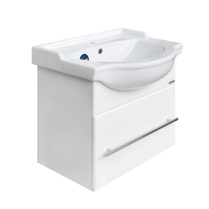 Комплект SANITA Лидер 01подвесная тумба с раковиной Реал 56, покрытие пленка ПВХ, белый глянец фото 1