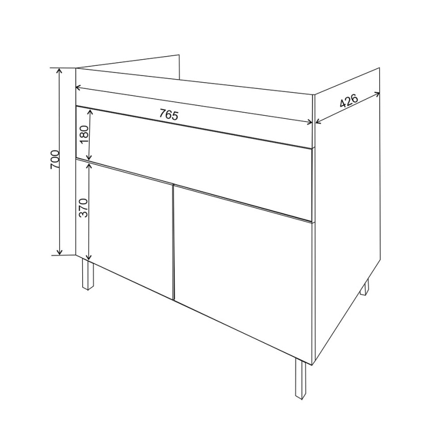 Комплект AQUA NERO Сабина 80Н 805х450х850напольная тумба с раковиной Фест 80, покрытие эмаль, белый  фото 11
