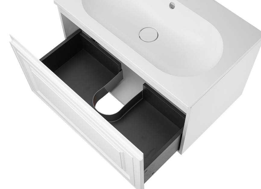 Комплект AQUA NERO Элен 80 800х480х475 подвесная тумба с раковиной Гавана-80, покрытие эмаль, белый  фото 4