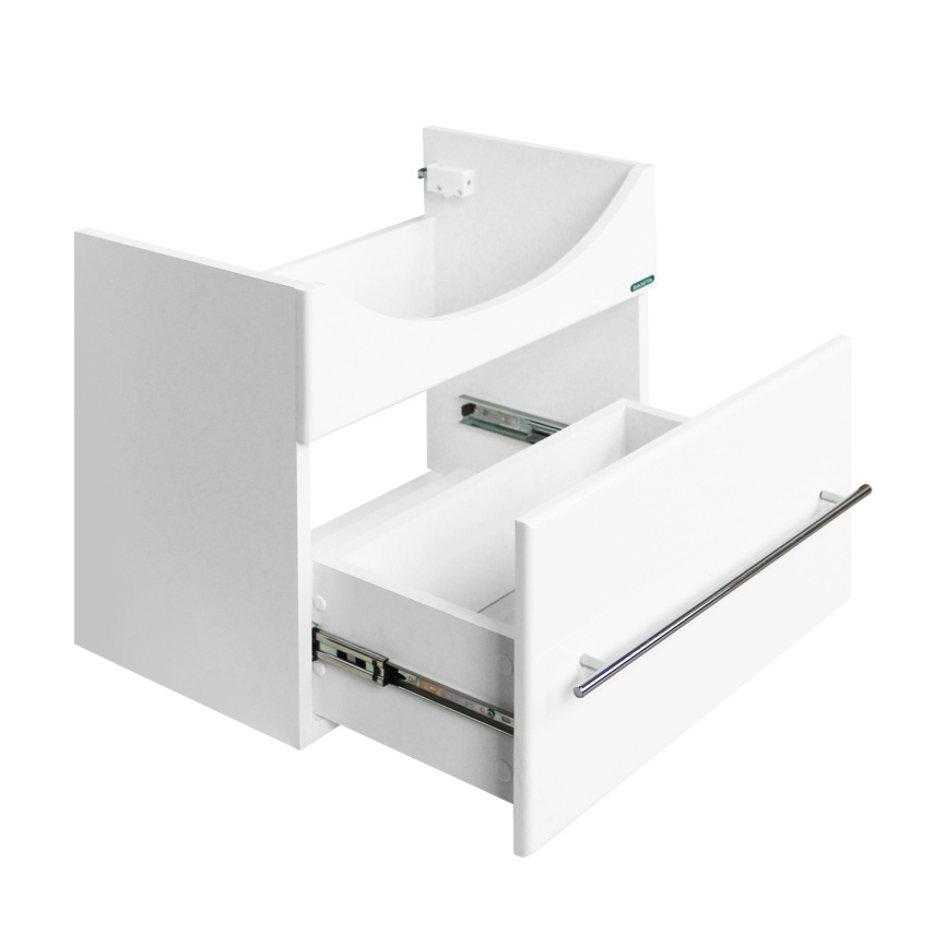 Комплект SANITA Лидер 01подвесная тумба с раковиной Реал 56, покрытие пленка ПВХ, белый глянец фото 8