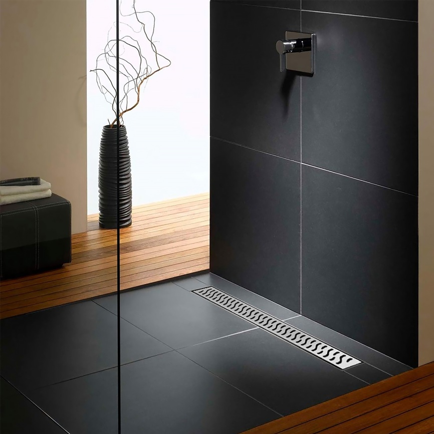 Душевой лоток CHUDEJ D40 Harmony 650 мм, боковой слив, пластиковый, решетка из нержавеющей стали фото 3