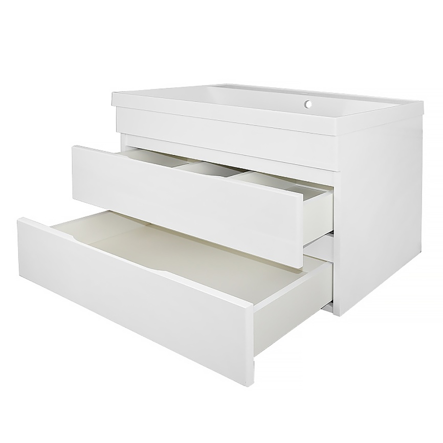 Комплект AQUA NERO Эстелла 80/2 подвесная тумба с раковиной Астория-80, покрытие эмаль, белый глянце фото 2