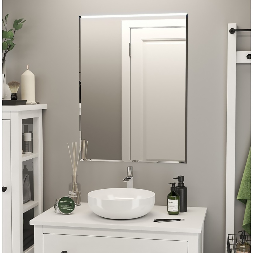 Зеркало AQUA NERO 600х800 прямоугольное, с фацетом, подвесное фото 2