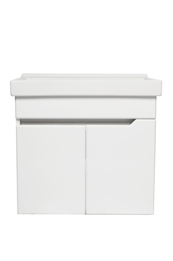 Комплект Рондо 60 подвесная тумба 2 дверцы с раковиной Фест 60 белый глянец фото 2