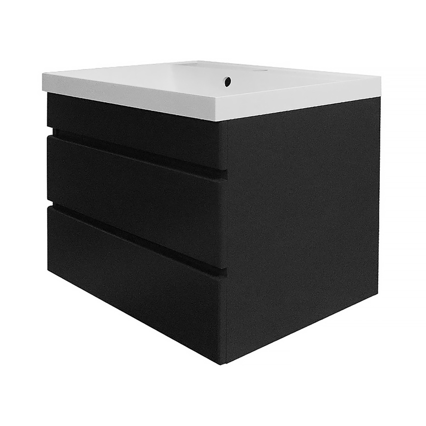 Комплект AQUA NERO Эстелла 60/2 подвесная тумба с раковиной Астория-60, покрытие эмаль, графит фото 1