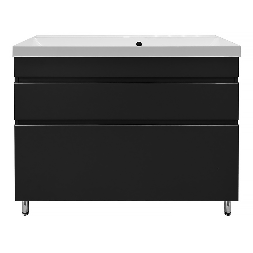 Комплект AQUA NERO Эстелла 100-2Н напольная тумба с раковиной Classic-100, покрытие эмаль, графит фото 5