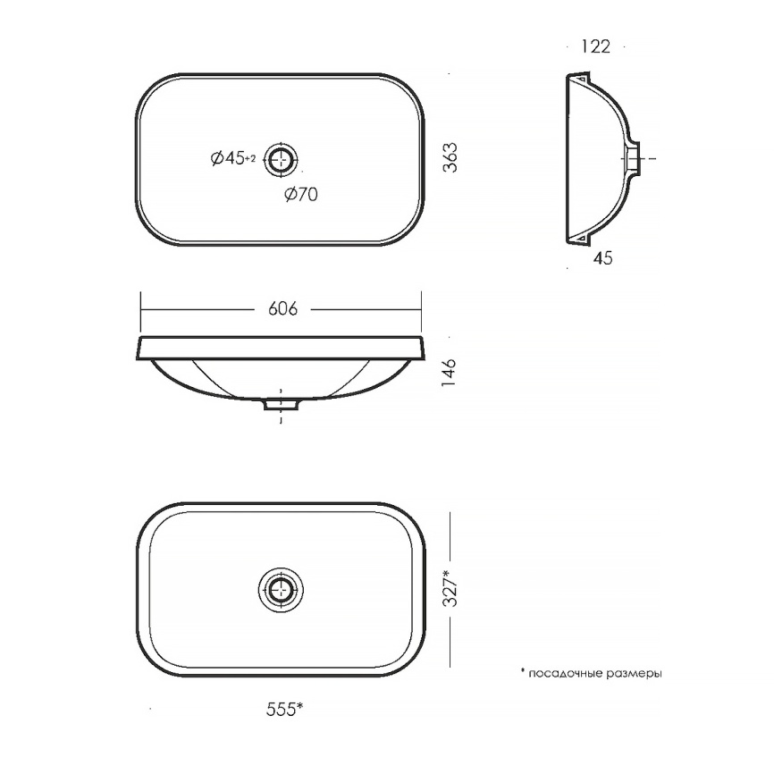 Раковина врезная Sanita luxe Инфинити Инсайд 60х36, белый  фото 5