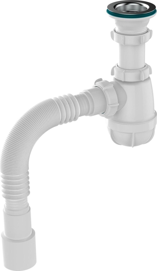 Aquant Сифон для кухни 1 1/2"х40 с мет.реш. с г.т. 40х40/50 фото 1