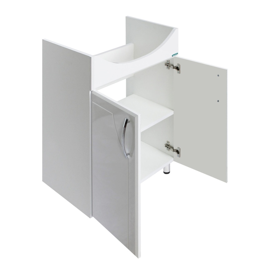 Комплект SANITA Идеал напольная тумба 520х330х820 с раковиной Реал 56, покрытие пленка ПВХ, белый гл фото 2