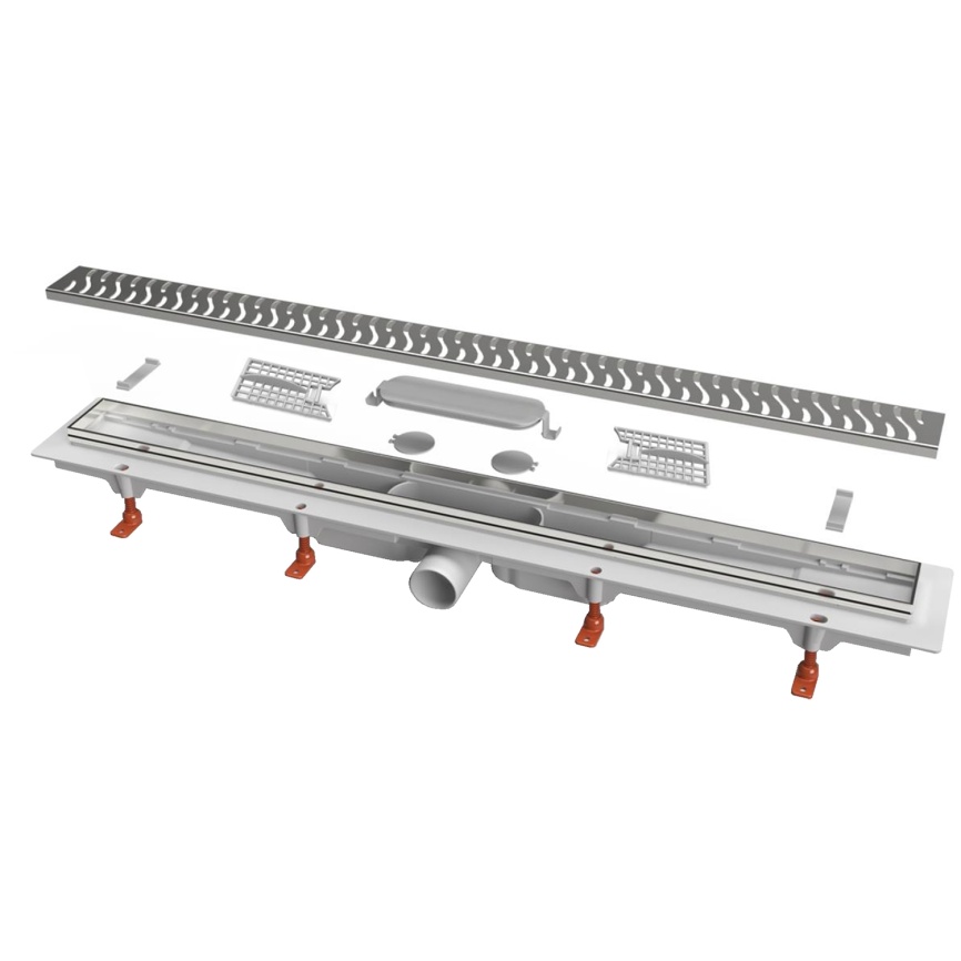 Душевой лоток CHUDEJ D40 Medium 650 мм, боковой слив, пластиковый, решетка из нержавеющей стали фото 2